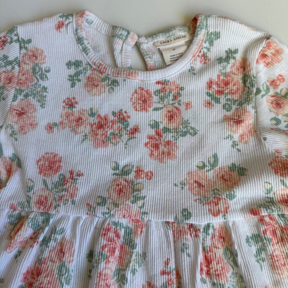 Laura Ashley Girls Ribbed Floral Cotton Dress 4T - Picture 5 of 11